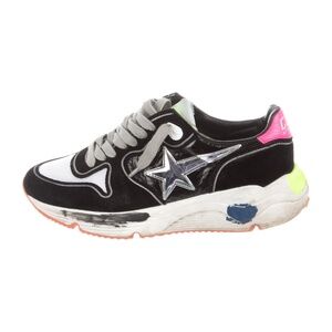 Golden Goose Running Sneaker, Size 7 = 37, Black Sneaker with Neon Accents